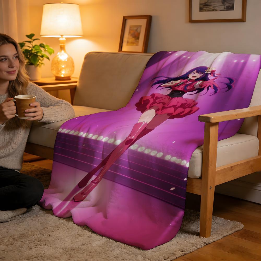 Throw High-Density Short Plush Blanket For Sofa Nap Air-Conditioned Room Soft Skin-Friendly Anime Oshi No Ko Hoshino Ai