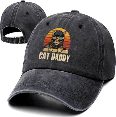 Cat Daddy Retro Baseball Cap Washed Cotton Adjustable Outdoor Hat for Men Dad Grandpa Gift