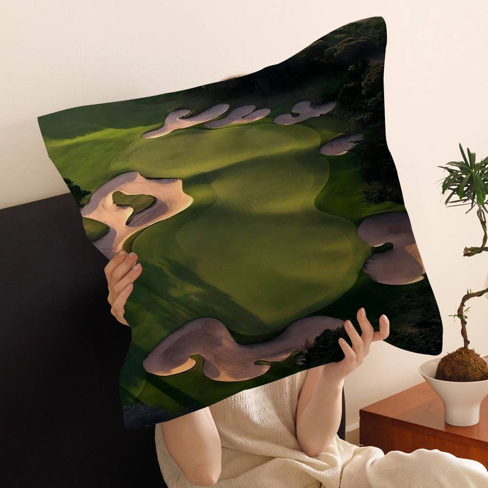 Vintage Green Tiny Golfers Art Pillow Cover Sofa Cushion Cover Home Room Decoration Children Gift