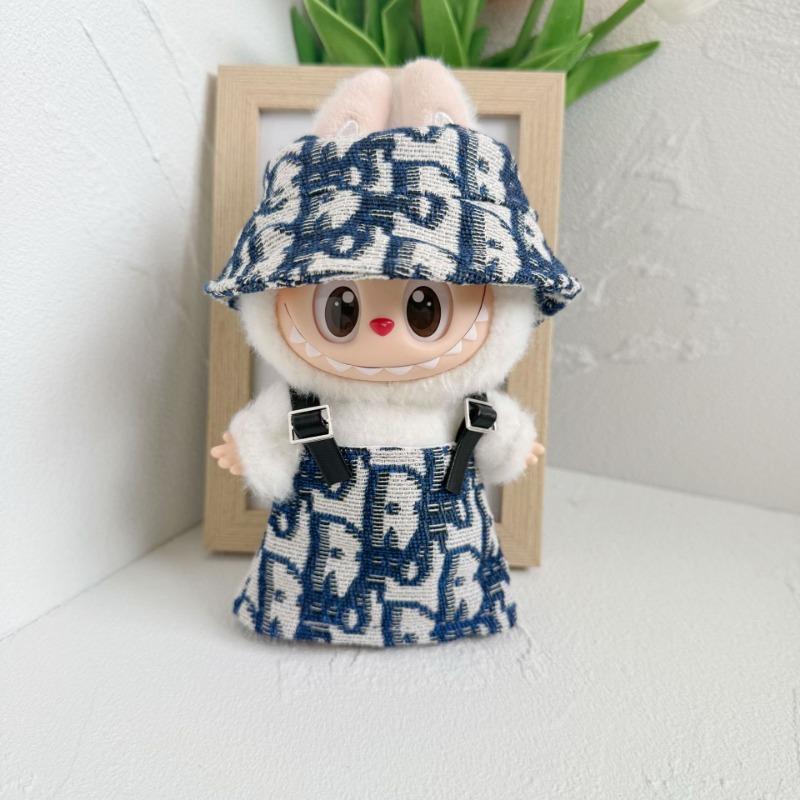 17CM Doll Clothes for Labubu Cute Doll Denim Set for Labubu Dolls Accessories Dress Up Clothes for Labubu Plush Doll (NO Doll)