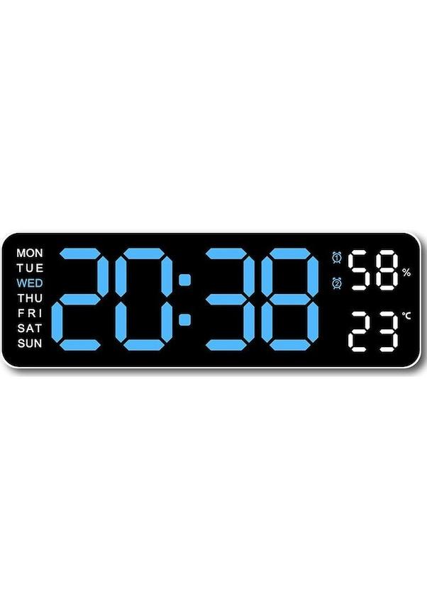 9 inch digital wall clock temperature humidity clock table clock electronic LED alarm clock Orange