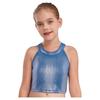 Mädchen Metallic Ärmelloses Crop Top Schimmerndes Camisole Hip Hop Jazz Tanz Bühnenperformance Top