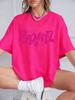 Y2K Pink Bratz Letter Prints Short Sleeve T-Shirts Womens Summer Cotton Tee Shirts Loose O-Neck Comfortable Tops Street Clothes