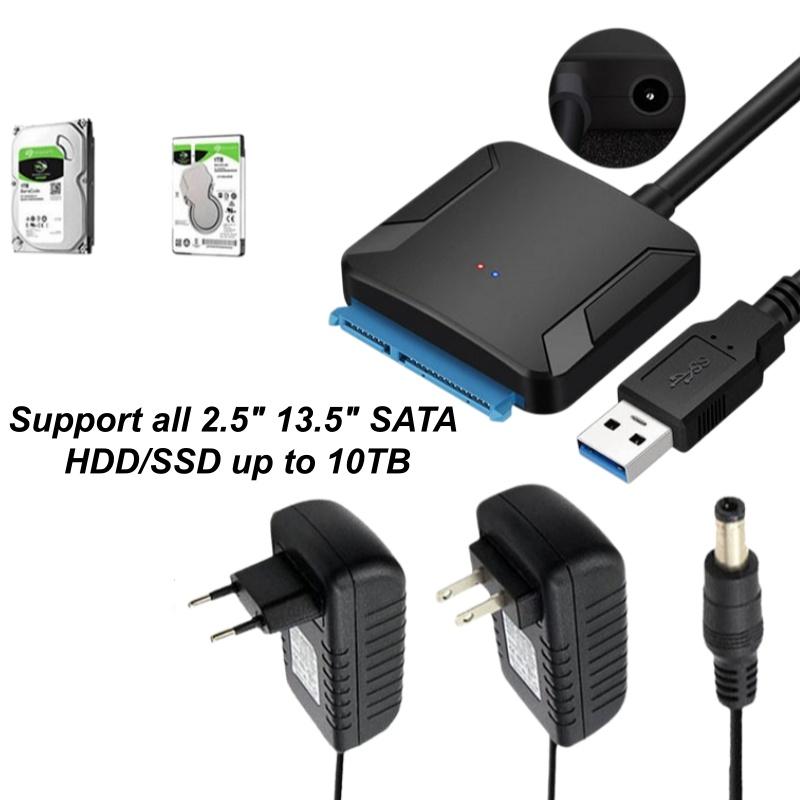 1 Set 3.5/2.5 Inch Ssd Hdd Hard Drive Disk Converter Sata To Usb 3.0 Adapter Cable Support Uasp 12V Us Eu