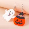 1 Pair Halloween Pumpkin Ghost Earrings Creative Piercing Halloween Pendant Hook Earrings Holiday Jewelry Accessories