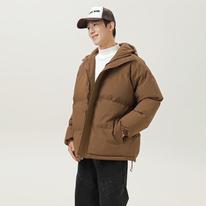 Autumn and Winter New Loose Stand-up Collar Hooded Cotton-padded Clothes Men, Guochao Simple and Versatile Warm Thickened Bread Cotton Clothes