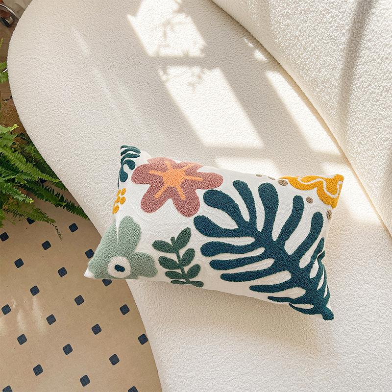 INS Pastoral Style Embroidered Cushion Fresh Couch Pillow Lumbar Support Pillow Bedside Office Cushion