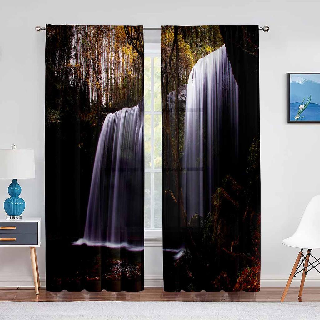 Sunset Clouds Sheer Voile Curtain Sun Rays Landscape View Art Window Tulle Curtains for Living Room Bedroom Kitchen Decorations