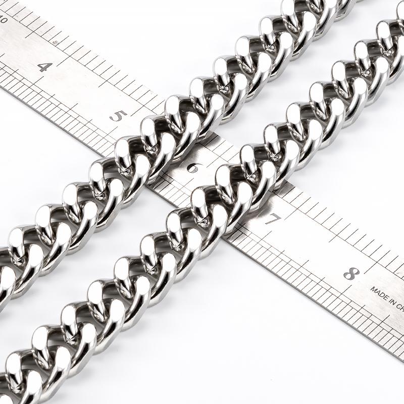 High Quality Heavy 14mm Width Stainless Steel Cuban Chains Super Wide Metal Hip Pop Necklace Hypoallergenic Jewelry Component