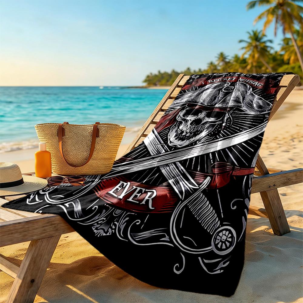 Knife Skull Beach Towel High Absorbency & Quick-Dry Comfortable Lightweight Portable for Swimming,Beach,Camping, Travel, Beach Accessories,Gym