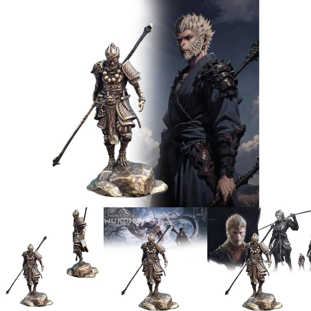 Stunning Black Wukong Mini Statue Crafted From Durable Copper For Collectors