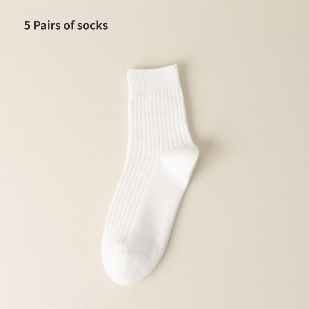 Men's and Women's Pure Cotton Socks Solid Color Medium Tube Socks Autumn and Winter