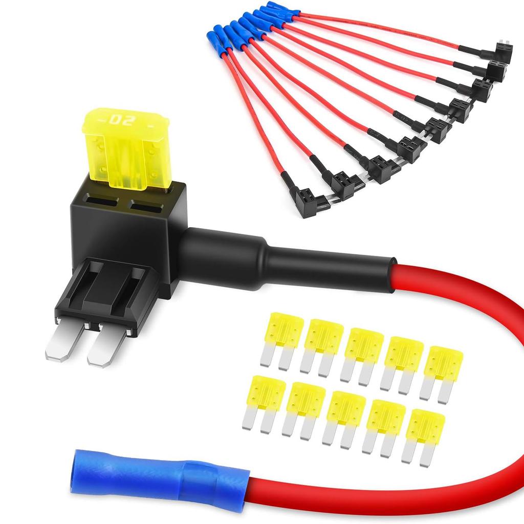 DaierTek 10PCS Micro2 Fuse TAP 12V Car Add a Circuit ATR Blade Fuse Adapter with 20A Fuse Holder Add On Dual Circuit Adapter Fuses4