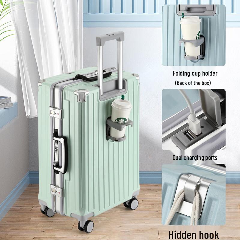 Multifunctional Hardside Luggage with Cup Holder