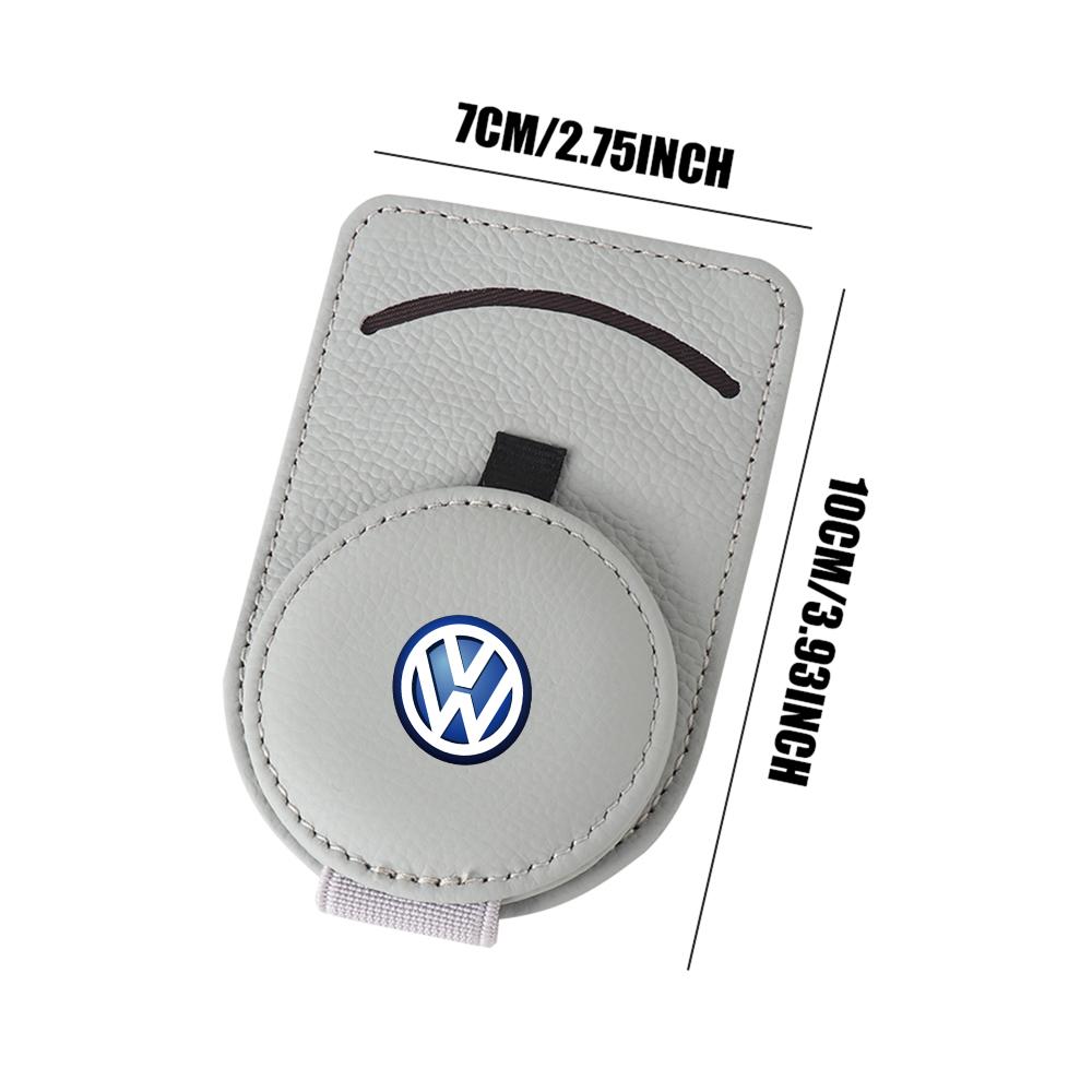 W14-Leather Car Sun Visor Glasses Holder Sunglasses Card Clip For Volkswagen VW R Polo Passat Rline Golf 4 5 6 Tiguan Jetta GTI ID.3