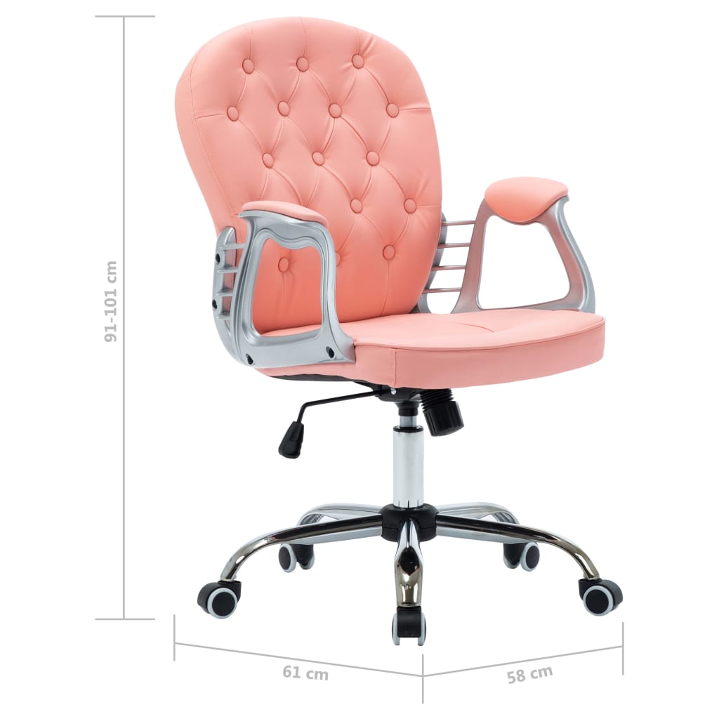 Office Swivel Chair In Pink Faux Leather