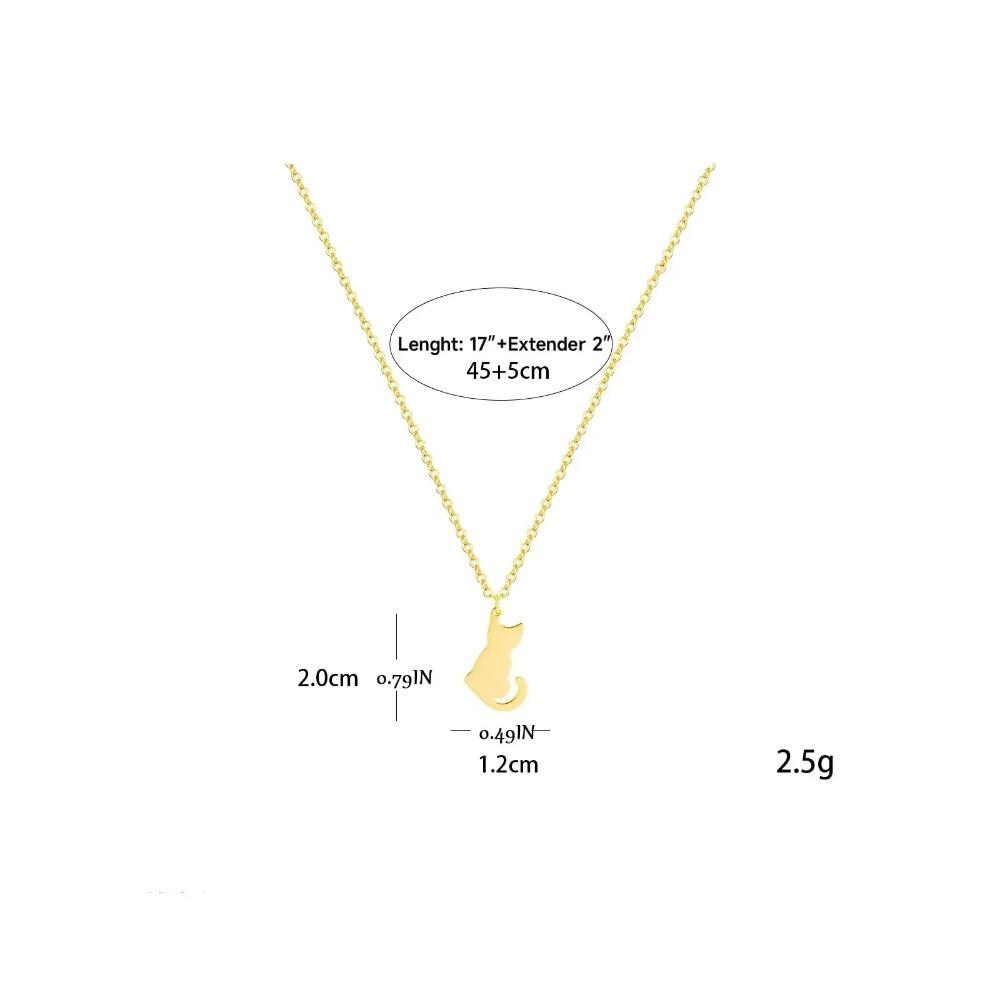 Stainless Steel Elegant Cat Pendant Necklace, Hypoallergenic No Fade Simple Cute Kitten Charm for Women