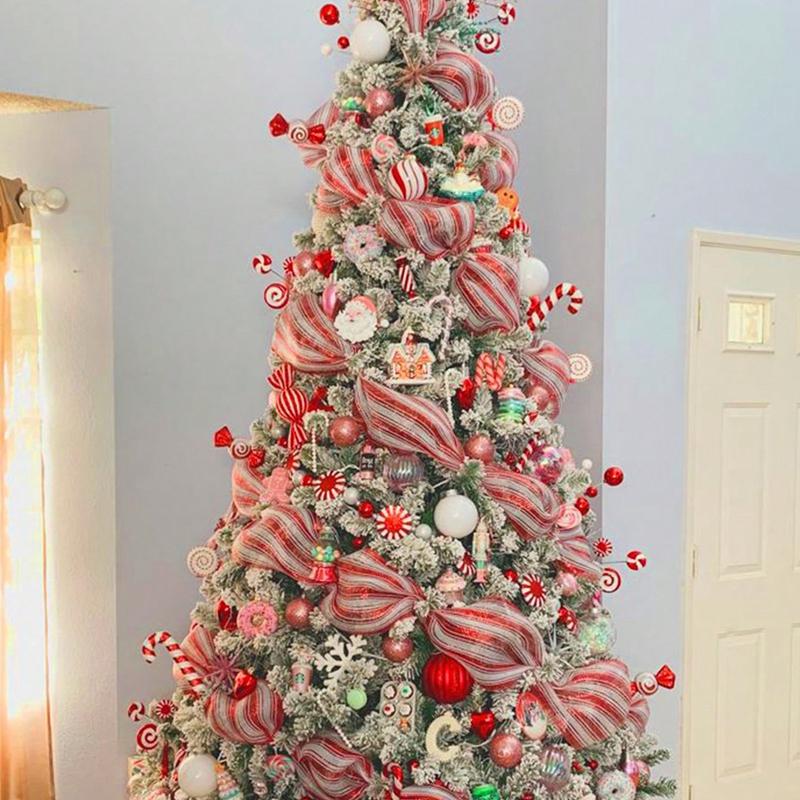 Christmas Crystal Gauze Ribbons 2026 Christmas Tree Decorations for Home Door Wreaths Navidad Noel Gifts Happy New Year 2026