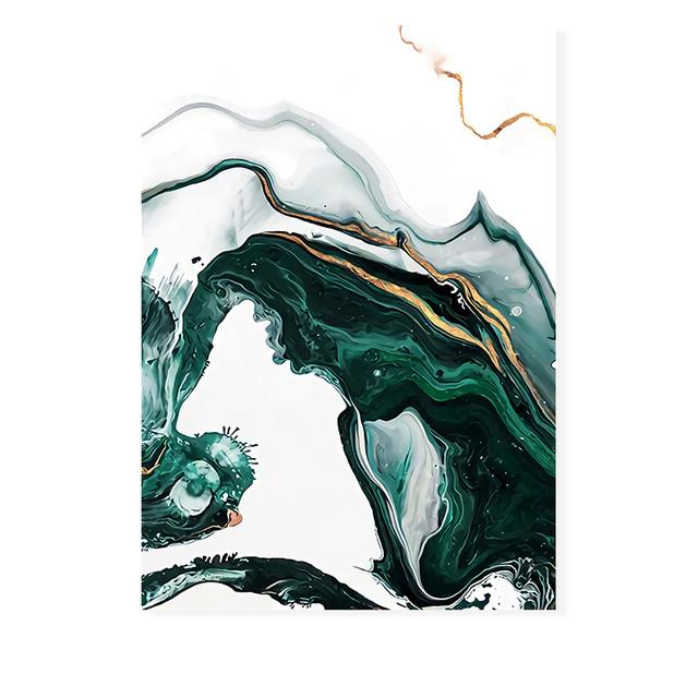Modern Abstract Gold Foil Lines Green Canvas Art Paintings For Living Room Bedroom Posters And Prints Wall Poster Home Decor