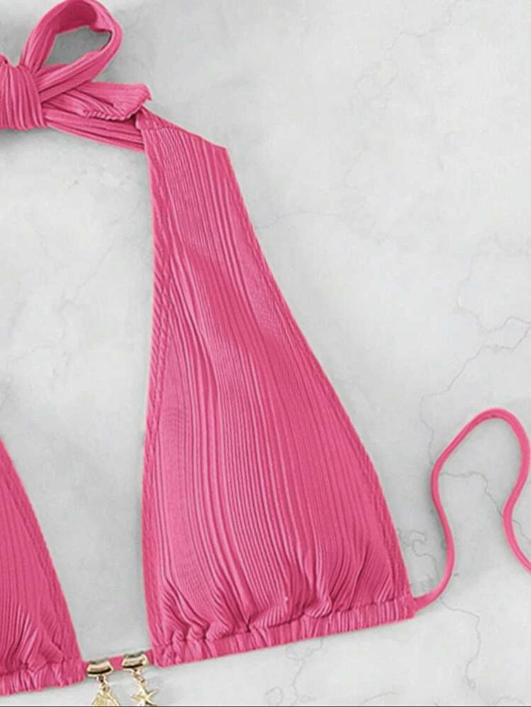 European & American Style 2024 Solid Color Halter Bikini - Hot-selling Swimsuit
