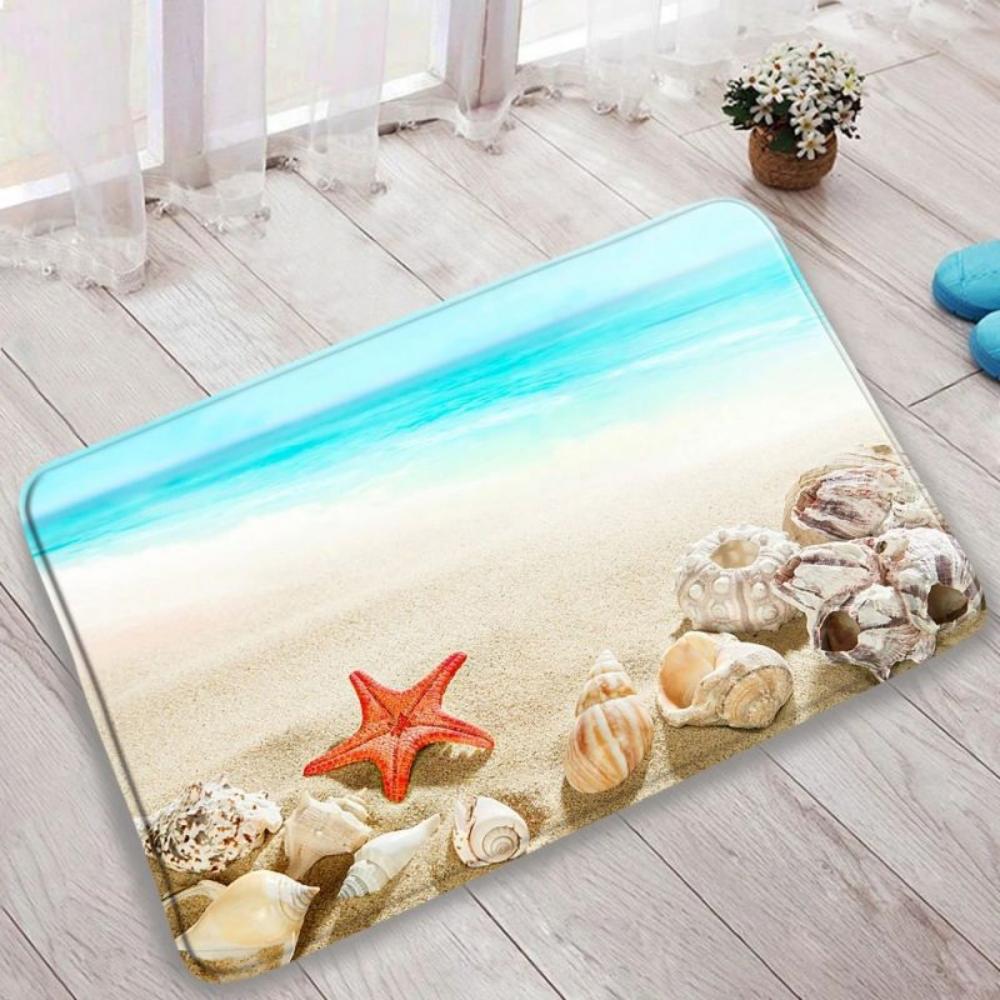 Coastal Ocean Beach Themed NonSkid Rug Waterproof Door Mat for Kitchen Entrance Living Room Bedroom All Season Floor Mat Decor