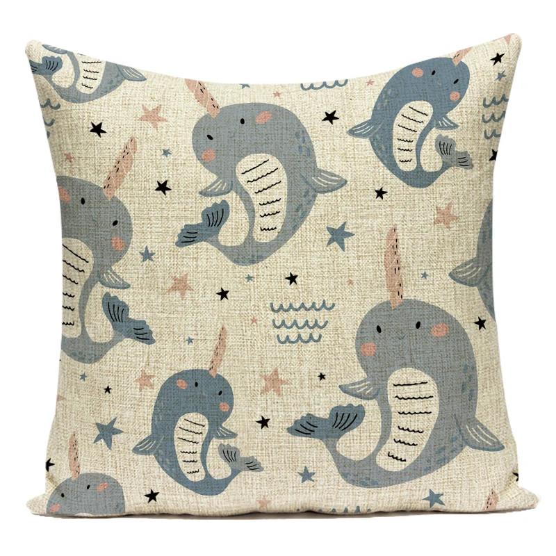 Cute Cartoon Lovely Animal Ocean Fish Octopus Polyester Sofa Home Pillows Cushion Cover For Living Room Decoration Pillowcase