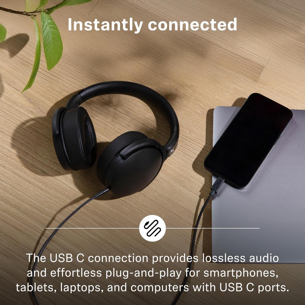Sennheiser HD 400U Wired Headphones with Remote Compact Closed-Back In-Line & Microphone, USB-C, Foldable, Lightweight,