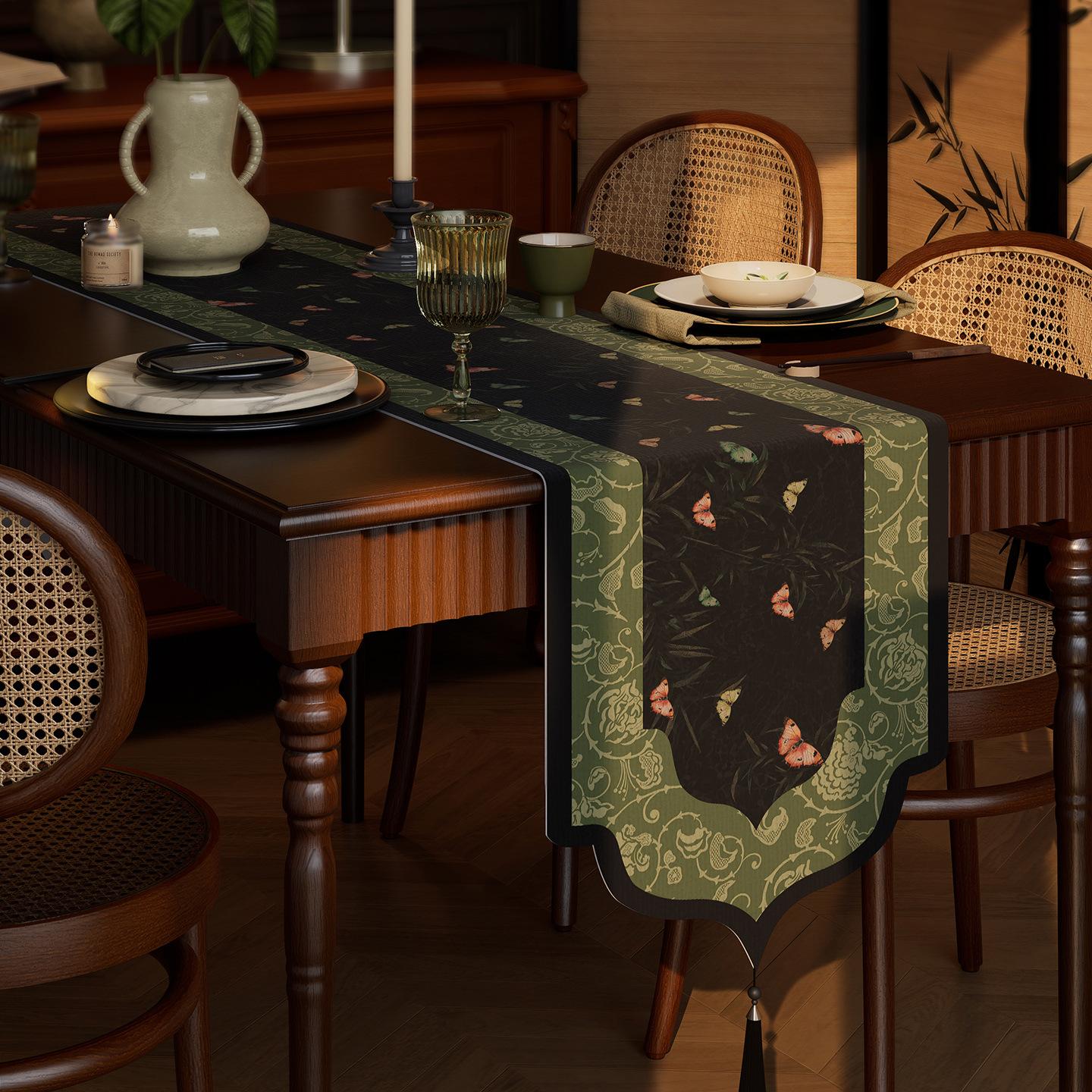 

Medieval Table Flag Light Luxury High-End Dining Table Flag Cloth Tablecloth Long Cotton And Linen Fabric Shoe Cabinet Tv Cabinet Bucket Cabinet Cover 35*140cm