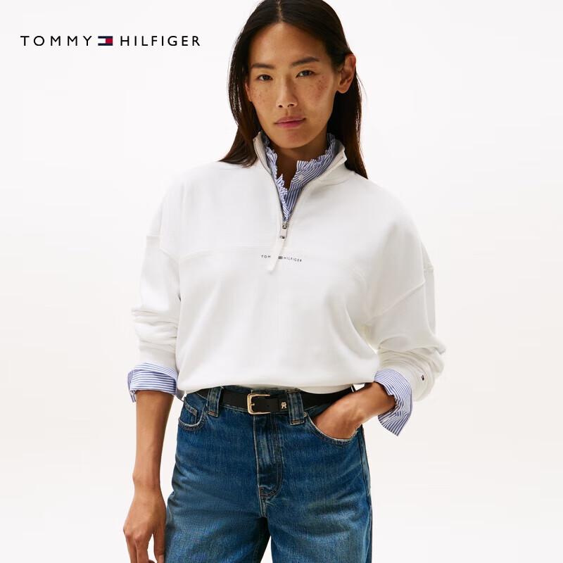 Tommy Hilfiger Women's Letter Print Half-Zip Stand Collar Sweatshirt