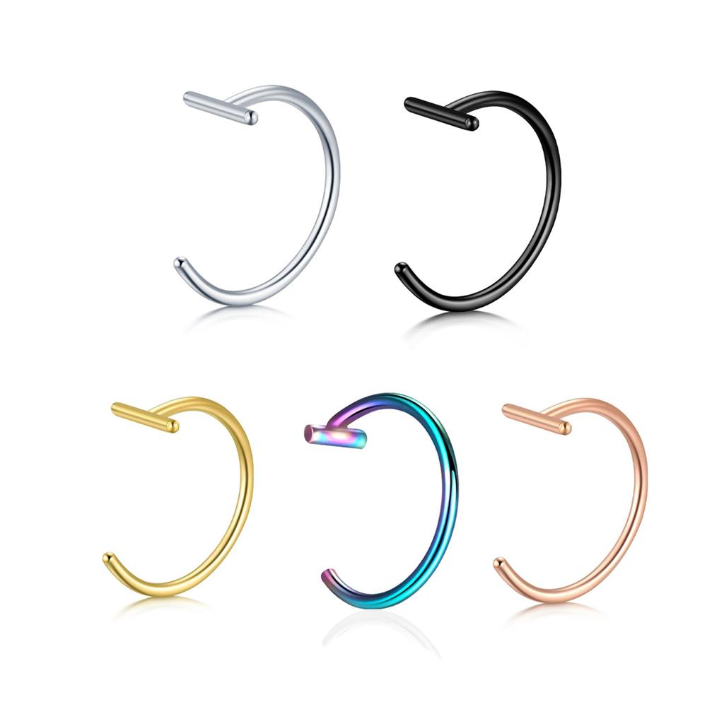 Piercing do wargi na klips 18G Stal nierdzewna Hipoalergiczny Punk Bez przekłuwania Pierścień do warg Pozłacany Kolczyk do chrząstki ucha Conch Cuff