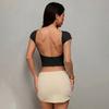 Women's Short Sleeve Crop Top Boat Neck Casual Slim Fit T-Shirt Solid Color Brushed Milk Fabric Y2K Streetwear Blouse Spring Daily Outfit
