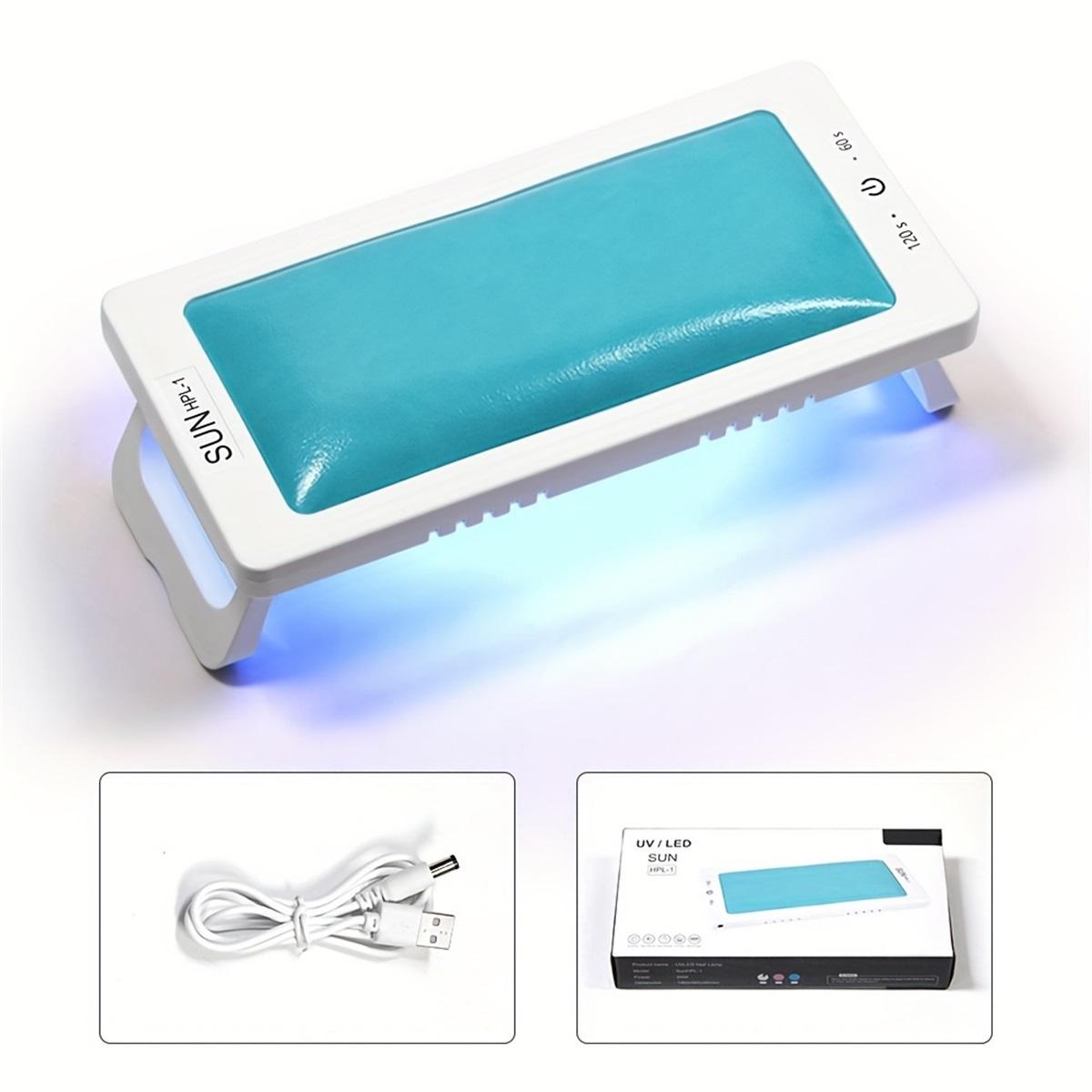88W Nail Dryer Machine Portable 27 LED UV Manicure Lamp USB Cable Home Nail Lamp with Leather Hand Pad for Drying Polish Varnish синий
