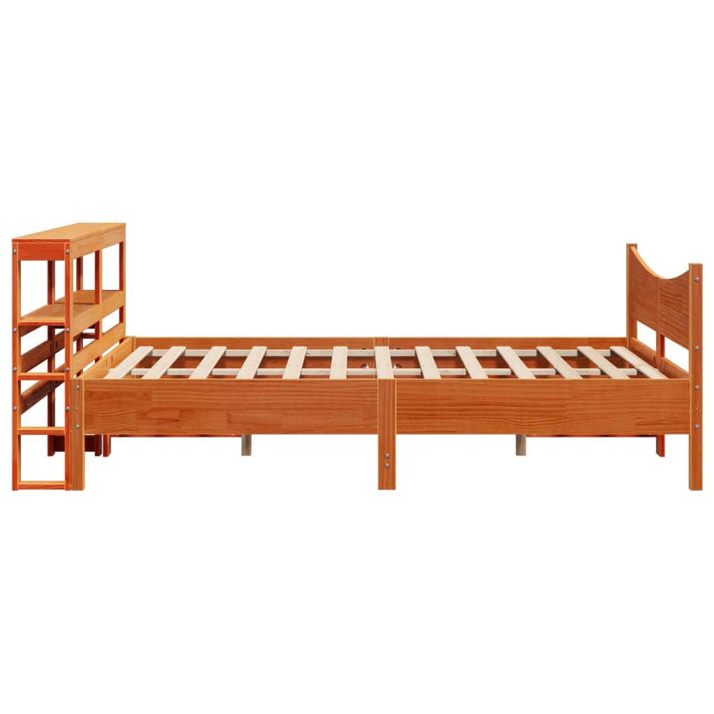 Solid Wood Bed with Headboard Wax Brown 140 X 190 Cm Pine