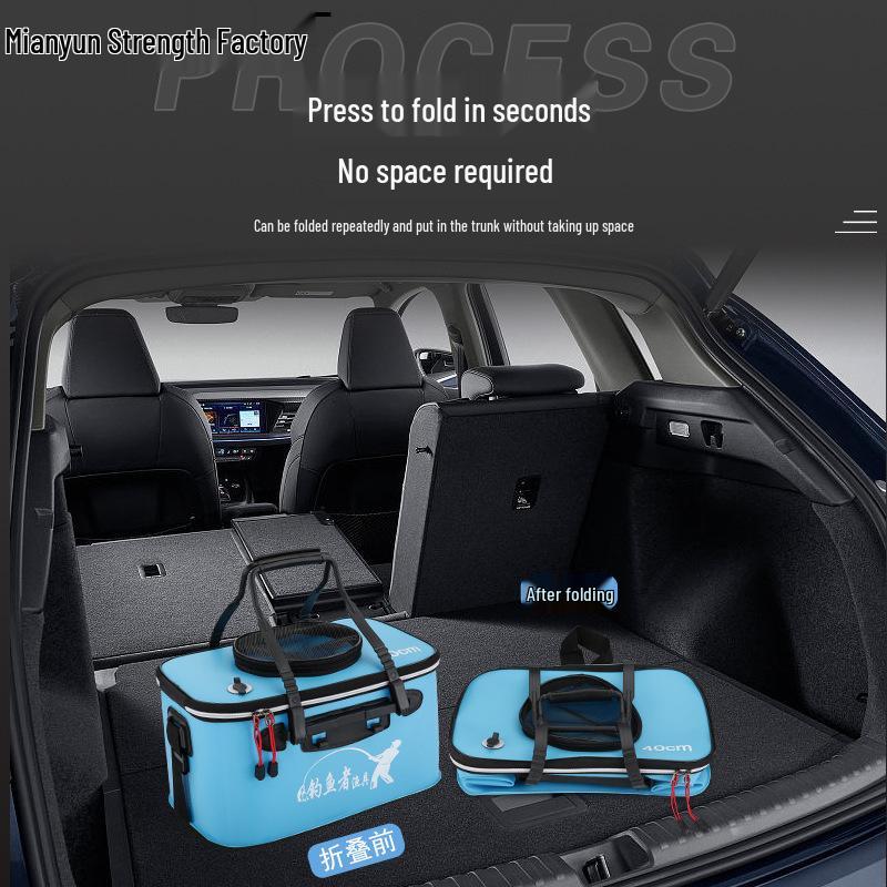 Folding Fish Guard Bucket: One-Piece Fishing Gear Set with Live Fish Storage