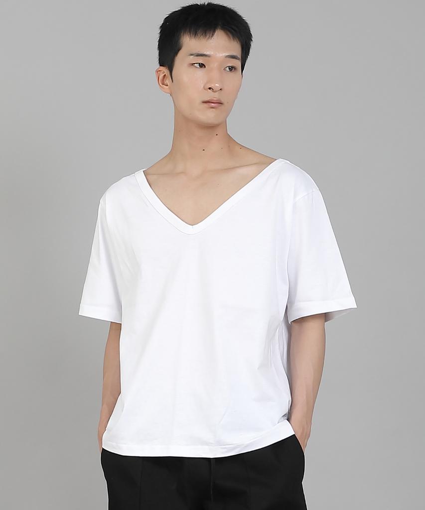 Seinteukeulu Plain Big V-Neck Short Sleeve T-Shirt Bigv-883 White