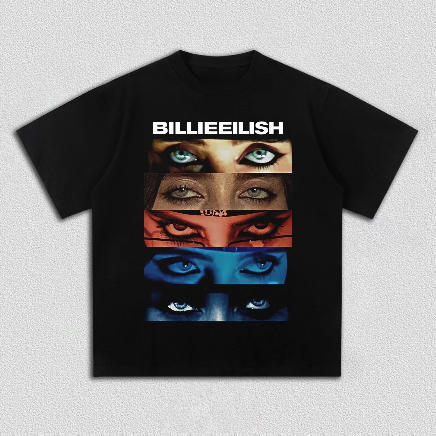 

Футболка унисекс Billie Eilish с графикой в стиле Y2k, 2026, новая, с круглым вырезом, с коротким рукавом, мужская, женская, модная, хип-хоп футболка, подарки фанатам, Y2k S чёрный