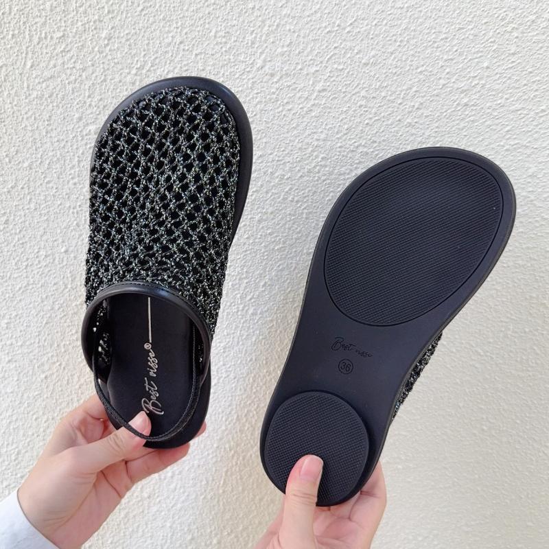Fashion Women Flats Mesh Mules Shoes Summer Weave Shoes for Woman 2025 New Casual Sandals Designer Walking Flip Flops Fad Rome Sandalias