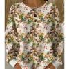 Women's Crew Neck Long Sleeve Waffle Knit Henley Top Loose Fit Casual Sweatshirt