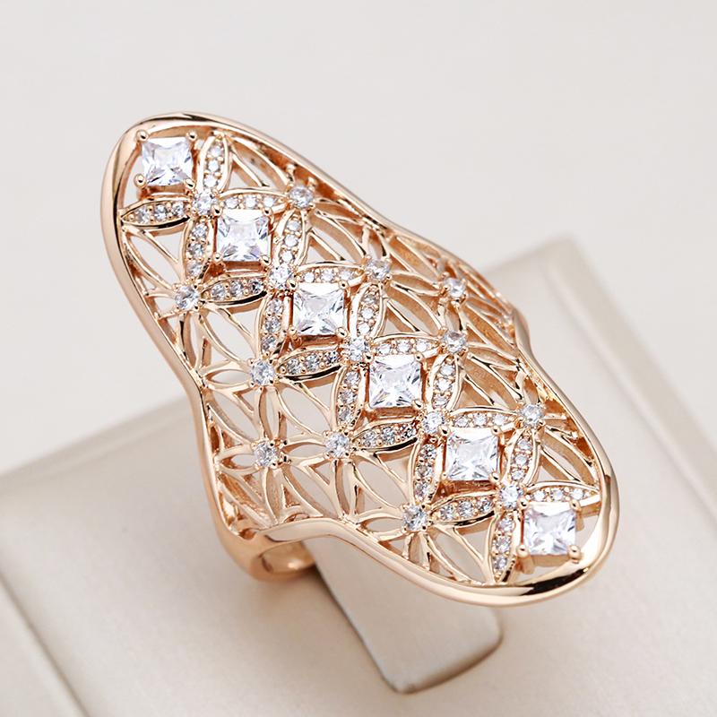 Unique  Rose Gold Big Ring For Women Fashion Natural Zircon Engagement Wedding Party Daily Fine Jewelry  New