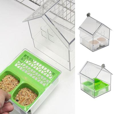 Maisonnette mangeoire à oiseaux Mangeoire à oiseaux pour fenêtre Mangeoires à oiseaux décoratives Baignoire transparente Gamelle eau et nourriture pour Pinson Colibri Patio