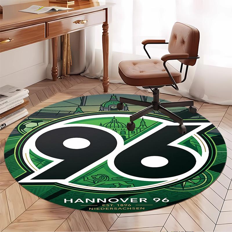Hannover 96 Fußballmuster Runder Teppich, Innen-/Außenmatte, für Picknick, Spielzimmer, Schlafzimmer, Büro, Wohnzimmer, Heimdeko Teppich, Geburtstagsgeschenk