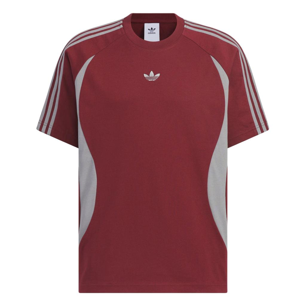 Adidas Originals Teamgeist T-Shirt Logo Striped Loose Fit Breathable Short Sleeve Men Tops Dark-Red KB8967