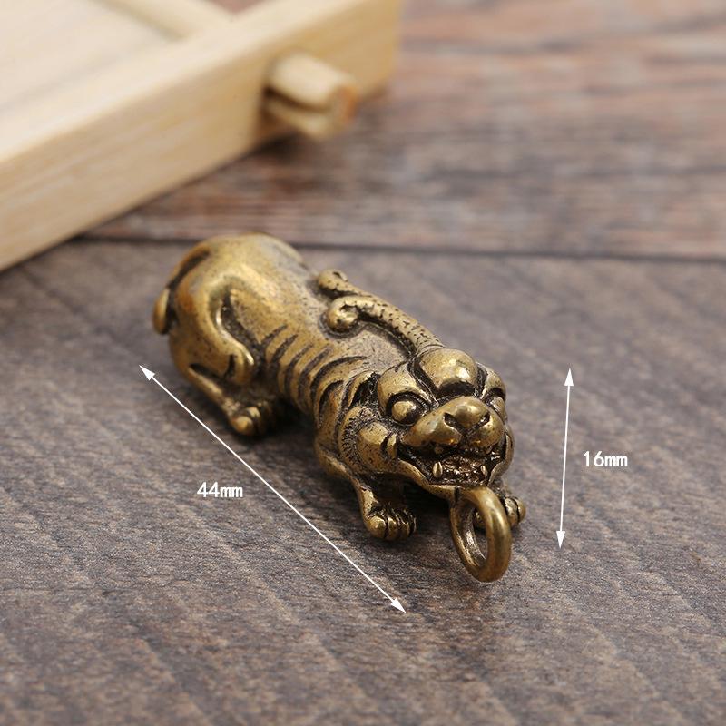 Vintage Brass Pixiu and Kirin Pendant Keychain for Men and Women