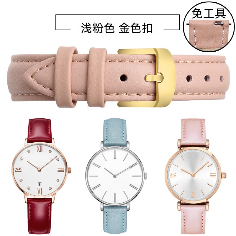 10 12mm 14mm 15mm 16mm 18m Quick Release Strap Women Genuine Leather White Red Pink Blue Cowhide Watch Band Bracelet Accessories