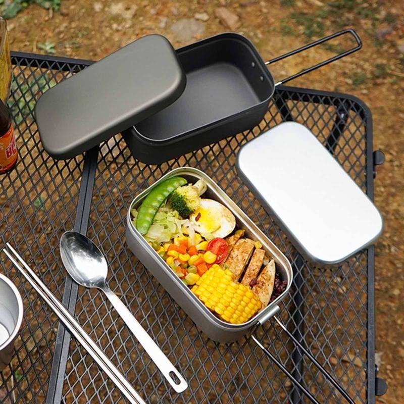 Aluminum Lunch Box Ourdoor Camping Cookware Food Container Storage Dinnerware