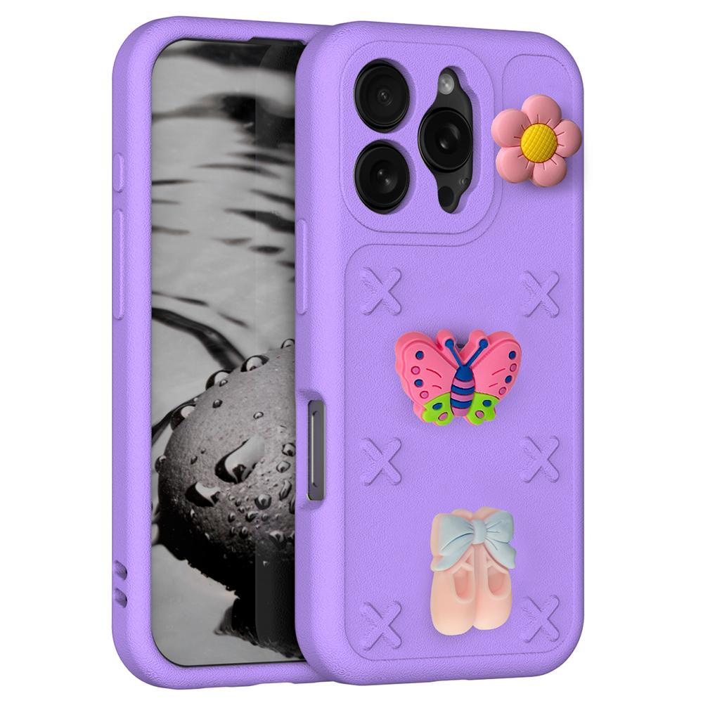 

For iPhone 16 Pro Case Butterfly Floral Series 3D Pattern EVA Anti Drop Phone Cover F