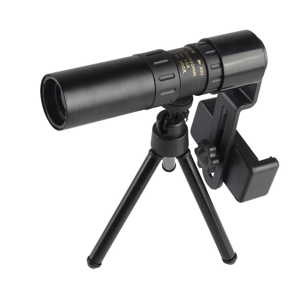 Monocular Telescope 10X 300X Magnification 40mm Lens Monocular with Phone Holder and Mini Tripod for Bird Watching