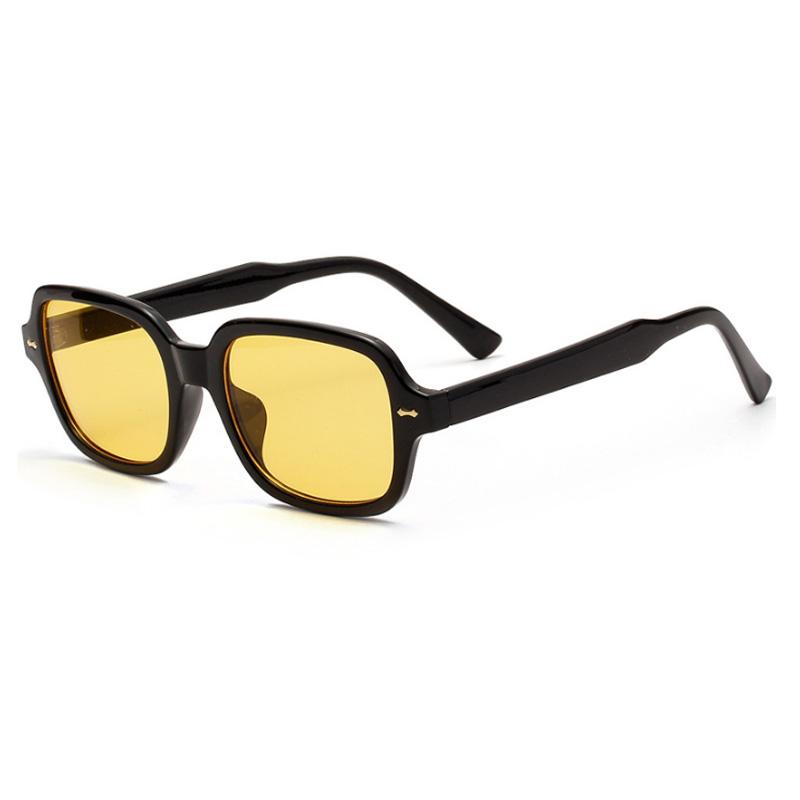 

Punk Square Sunglasses Men Women Rivet Glasses Unisex Small Frame Sun Glasses Shades UV400 Yellow Lens Female Fashion Eyewear