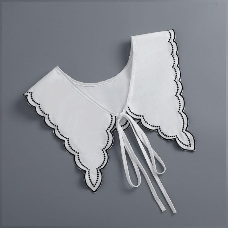 Removable Lace Doll Fake Collar Women Tie Ladies White Shawl Wrap Detachable Embroidered Lapel False Collar Clothes Accessory
