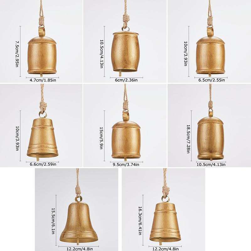 1PC Vintage Metal Jute Bell Decor Timeless Heirloom Rustic Christmas Cow Bells Weather-Resistant